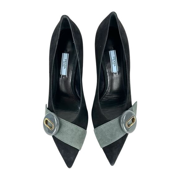 Prada Suede Button Pumps - Picture 3 of 8